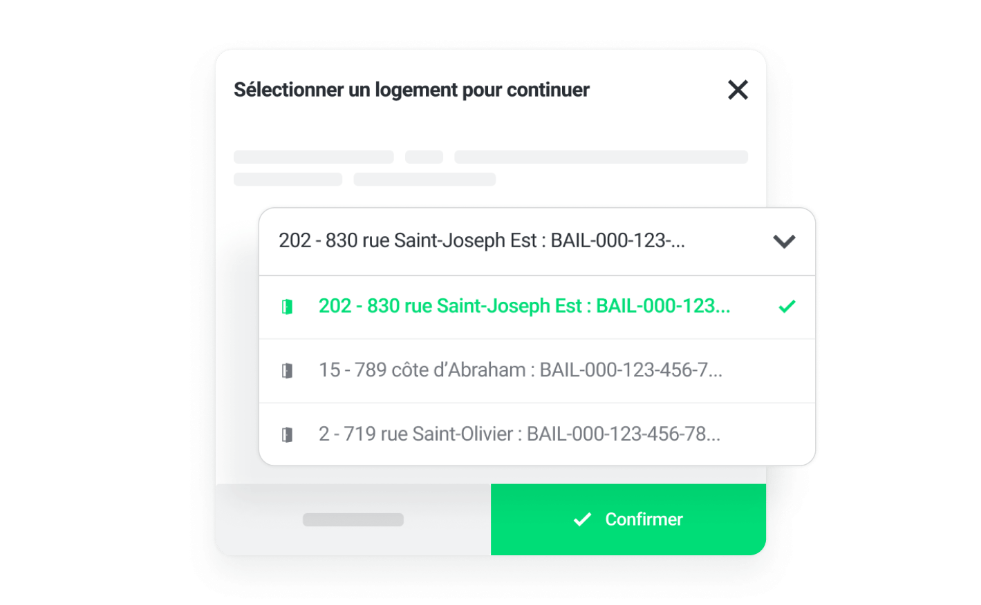 Select the lease to be renewed